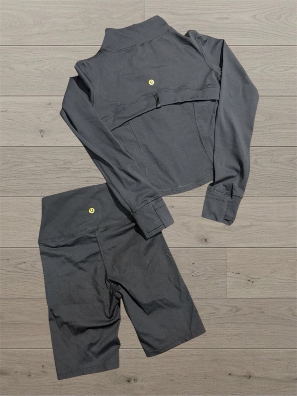 Lululemon Black Cropped Nulu Jacket and Short Set - Picture 2 of 3